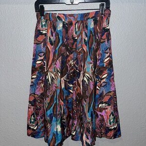 PERUVIAN CONNECTION SABIRA SKIRT Jewel Color Botanicals Pleated Full Pockets - 2